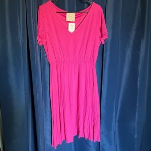 Elegant Pink V-Neck Dress